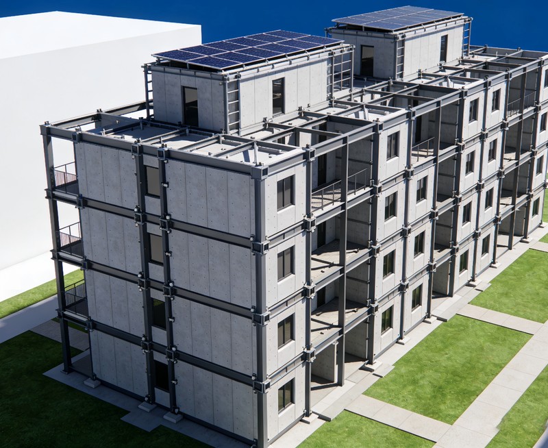 Apartamento modular com estrutura de a&ccedil;o pr&eacute;-fabricada