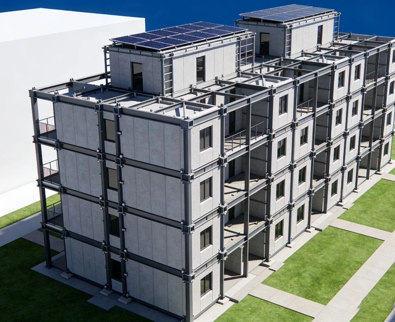Apartamento modular com estrutura de a&ccedil;o pr&eacute;-fabricada