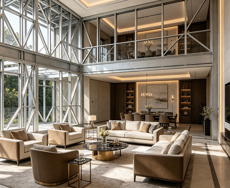 Villa com estrutura de a&ccedil;o - Casa de estrutura de a&ccedil;o pr&eacute;-fabricada de luxo